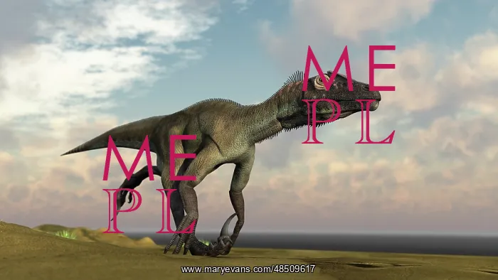 : Utahraptor running across a barren desert : Utahraptor running across a barren desert