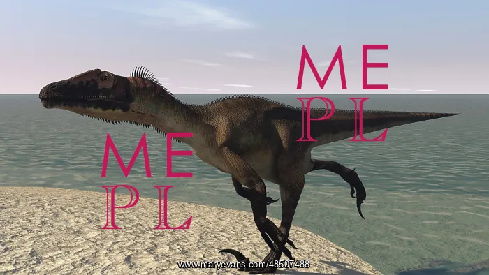 : Utahraptor running along a bay : Utahraptor running along a bay