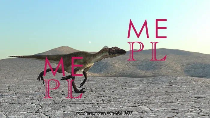 : Utahraptor running across a desert landscape : Utahraptor running across a desert landscape