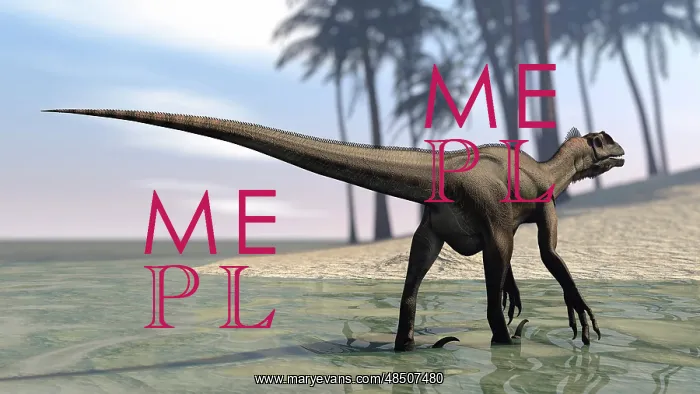 : Utahraptor walking in shallow water : Utahraptor walking in shallow water
