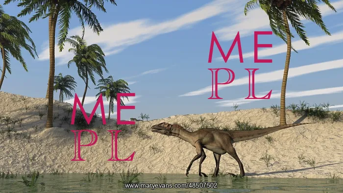 : Utahraptor walking along the shoreline : Utahraptor walking along the shoreline