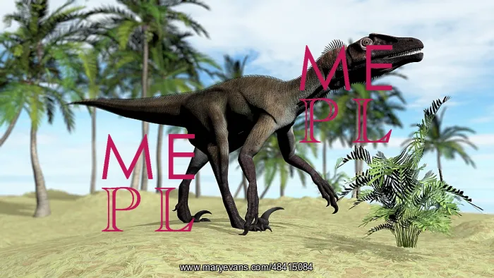 : A Utahraptor walking in a tropical environment : A Utahraptor walking in a tropical environment