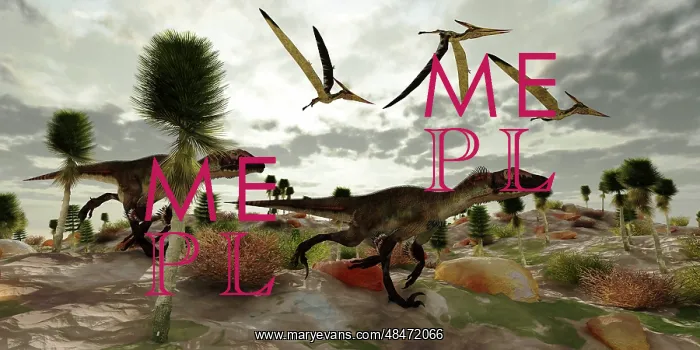 : Two Utahraptors hunt for prey as pterosaurs fly above : Two Utahraptors hunt for prey as pterosaurs fly above