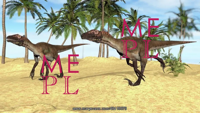 : Two Utahraptors in a prehistoric environment : Two Utahraptors in a prehistoric environment