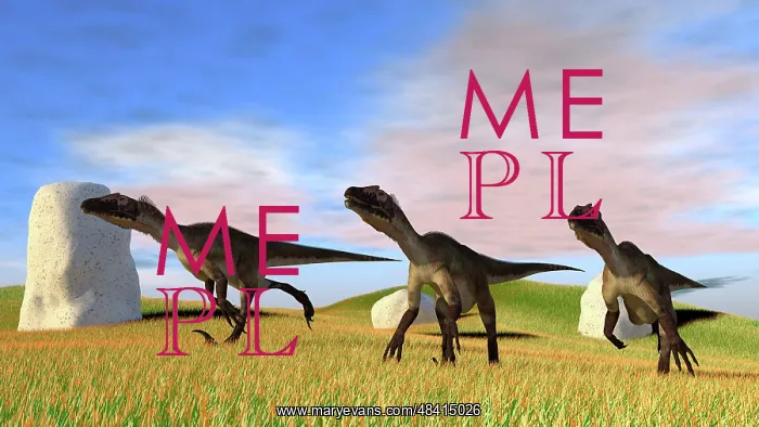 : Three Utahraptors running across a grassy field : Three Utahraptors running across a grassy field