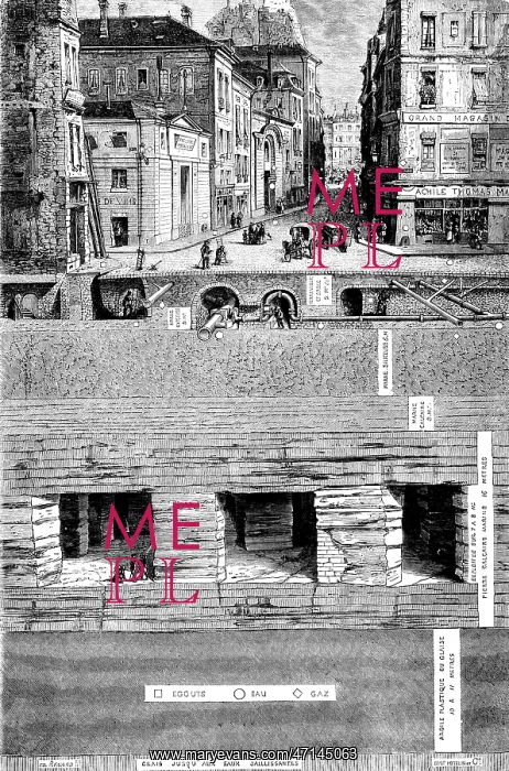 : Utilities under a Paris street, 19th century : Utilities under a Paris street, 19th century