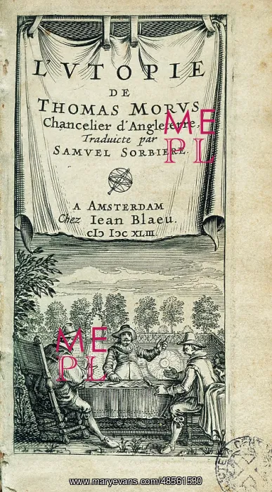 : Utopia, 1516, by Thomas More (1478-1535). Tittle cover. Fren : Utopia, 1516, by Thomas More (1478-1535). Tittle cover. Fren