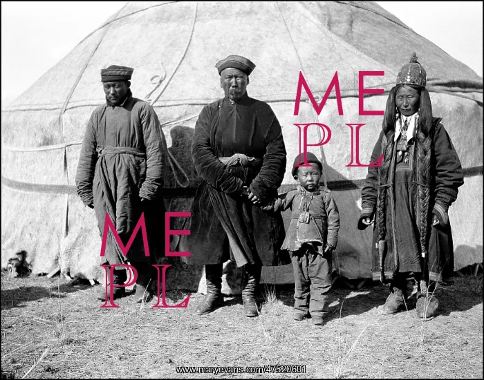 : A Uyghur family and tent : A Uyghur family and tent
