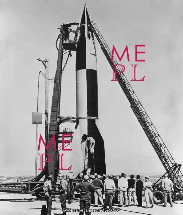 : V-2 rocket, before launching at the U.S. Army proving : V-2 rocket, before launching at the U.S. Army proving