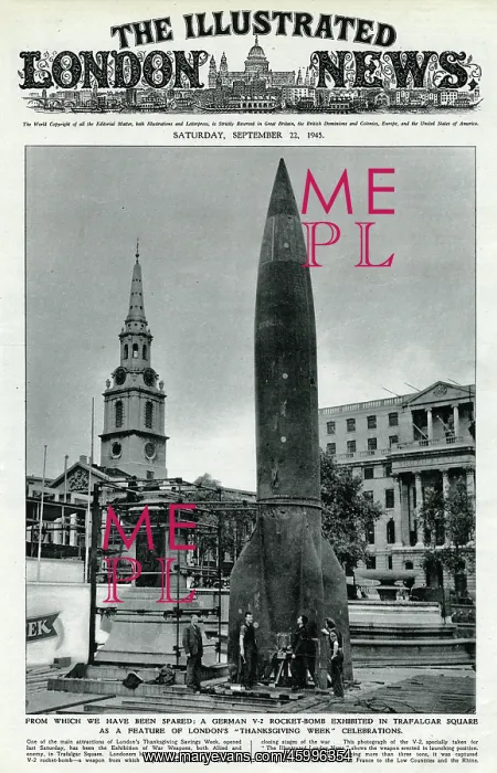 : V-2 Rocket in Trafalgar Square, 1945 : V-2 Rocket in Trafalgar Square, 1945