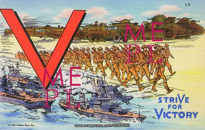 : V for Victory - American Propaganda Postcard : V for Victory - American Propaganda Postcard