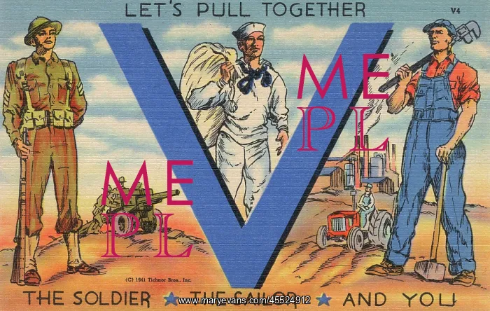 : V for Victory - American Propaganda Postcard : V for Victory - American Propaganda Postcard