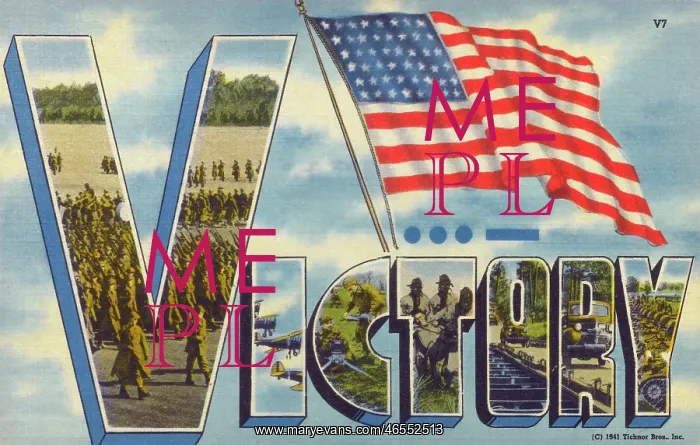: V for Victory. US World War Two propaganda postcard : V for Victory. US World War Two propaganda postcard