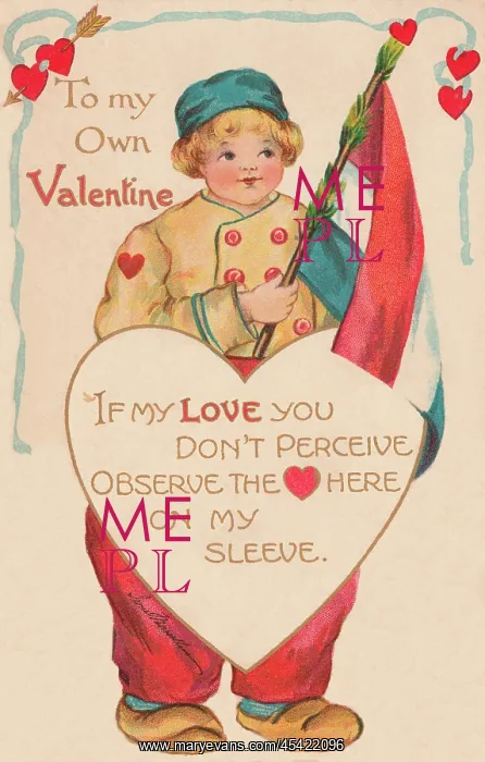 : Valentine. Dutch boy with a Valentine message enshrined in a heart : Valentine. Dutch boy with a Valentine message enshrined in a heart