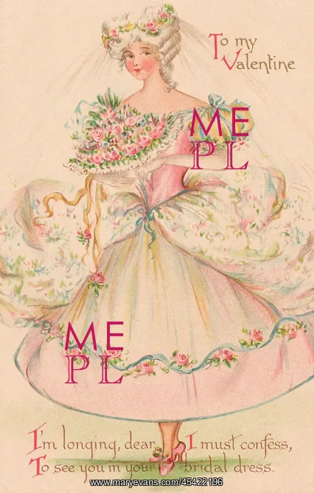 : Valentine. Image depicting a pretty girl in a floral wedding dress : Valentine. Image depicting a pretty girl in a floral wedding dress