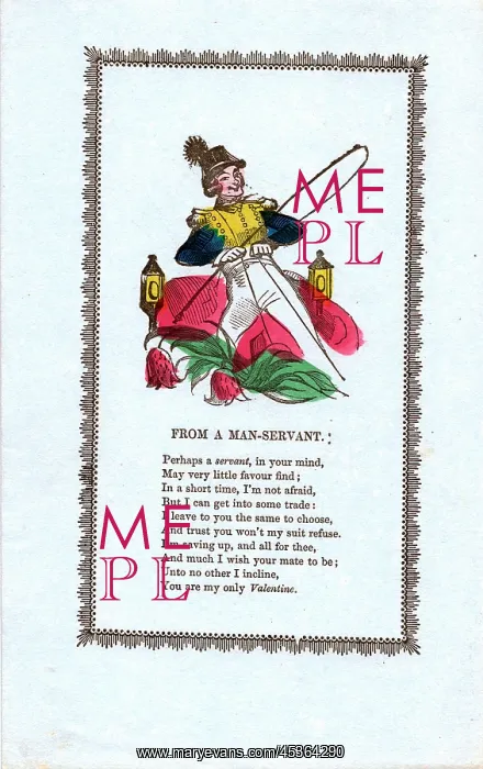 : Valentine card from a Man-Servant, with verse : Valentine card from a Man-Servant, with verse