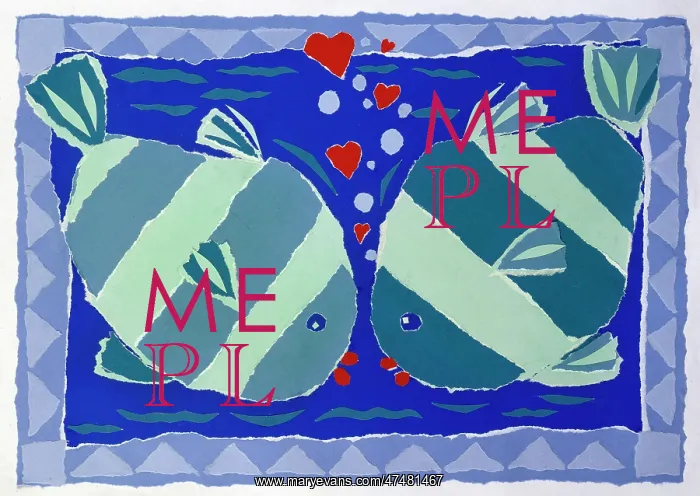  : Valentine design ' fish with red hearts