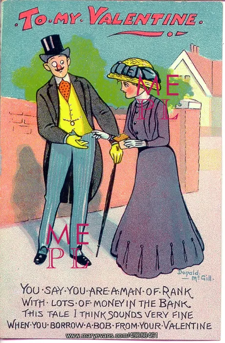 : Valentine postcard, Man borrows money from girlfriend : Valentine postcard, Man borrows money from girlfriend