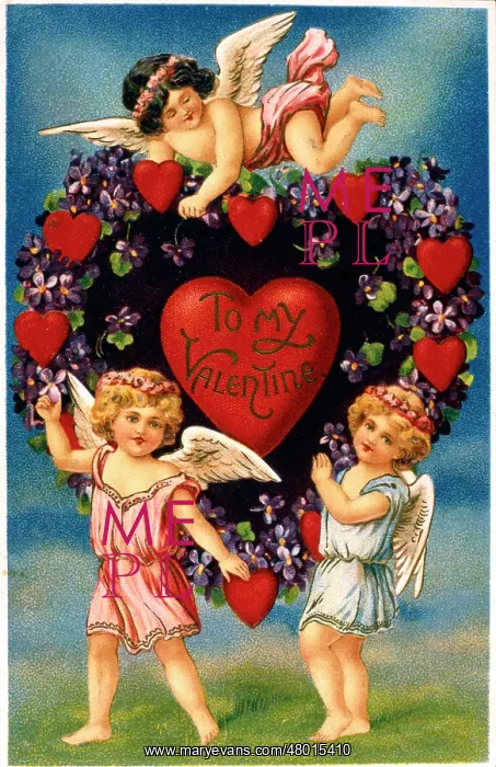  : Valentines card with three cherubs