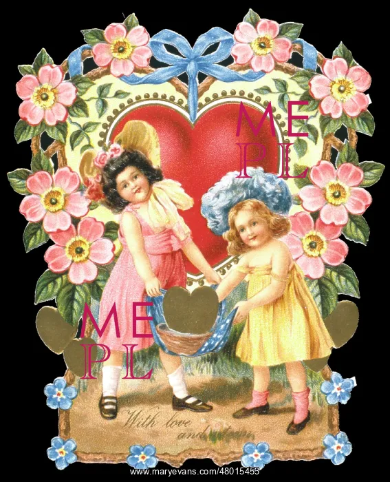 : Valentines card with hearts and flowers : Valentines card with hearts and flowers