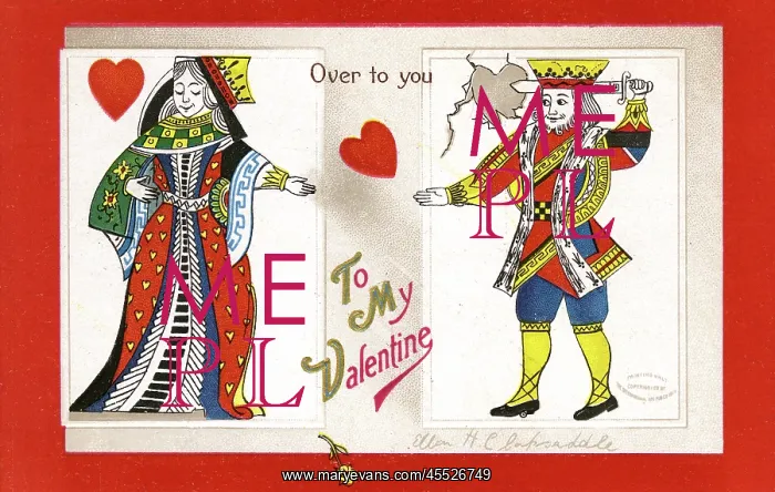 : Valentines card with king and queen : Valentines card with king and queen