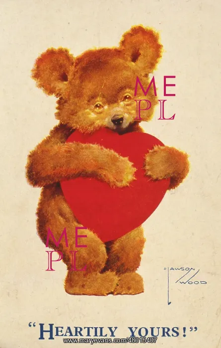 : Valentines card with teddy bear and red heart : Valentines card with teddy bear and red heart