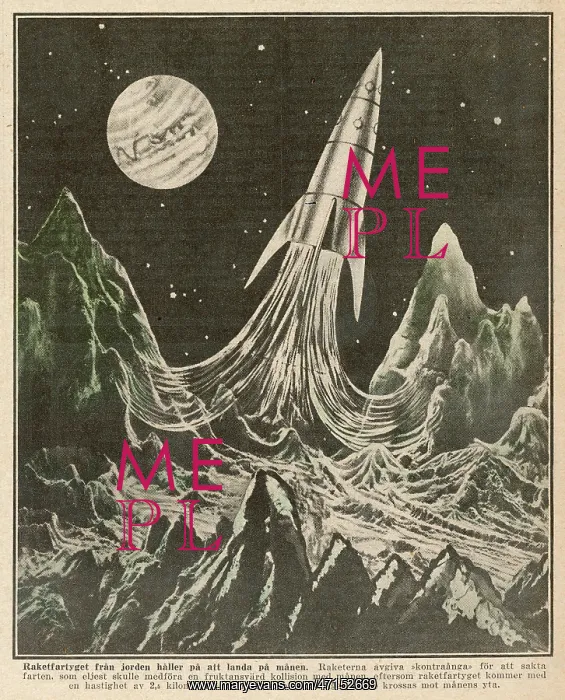 : Valier rocket taking off from the moon : Valier rocket taking off from the moon