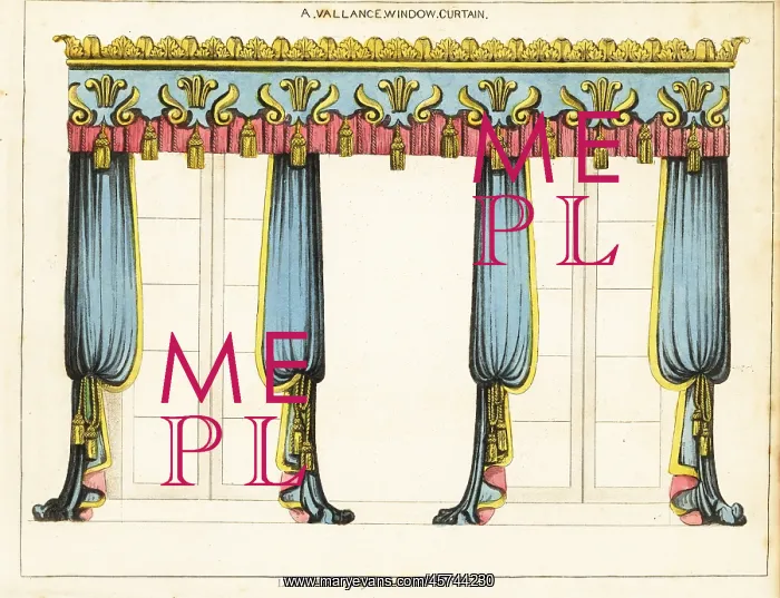 : A vallance window curtain, Regency style : A vallance window curtain, Regency style