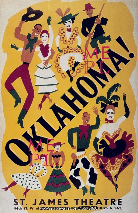  : VALUE!. Musical comedy Oklahoma. Poster. 1943