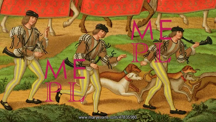: #VALUE!. Ladies hunting, 15th century. Chromolithography based on a miniature : #VALUE!. Ladies hunting, 15th century. Chromolithography based on a miniature
