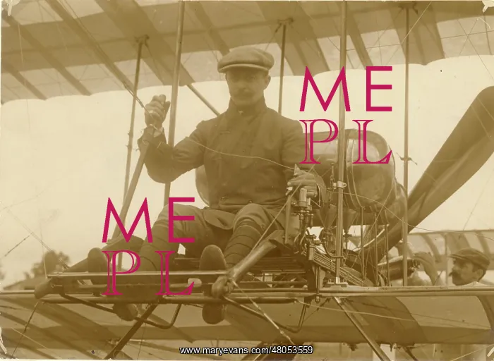 : Van den Born on his Farman Biplane : Van den Born on his Farman Biplane