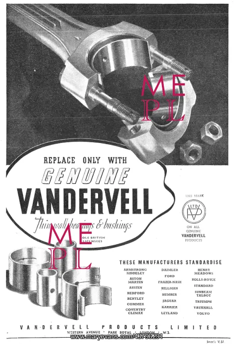  : Vandervell Bearings