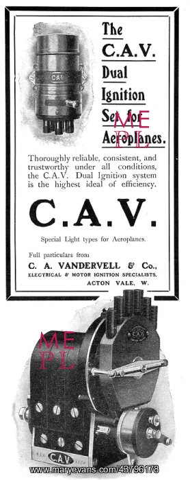 : Vandervell C.A.V. Aeroplane Ignition Systems : Vandervell C.A.V. Aeroplane Ignition Systems