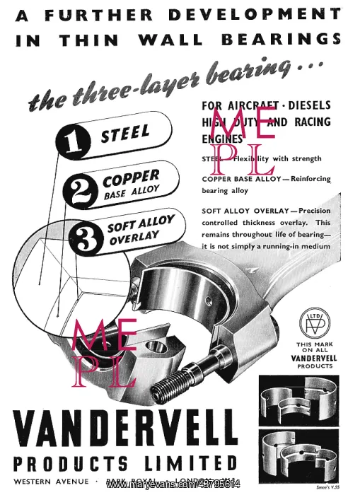 : Vandervell Thin Wall Bearings : Vandervell Thin Wall Bearings
