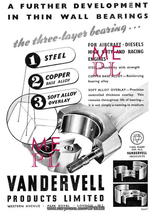 : Vandervell Thin Wall Bearings : Vandervell Thin Wall Bearings