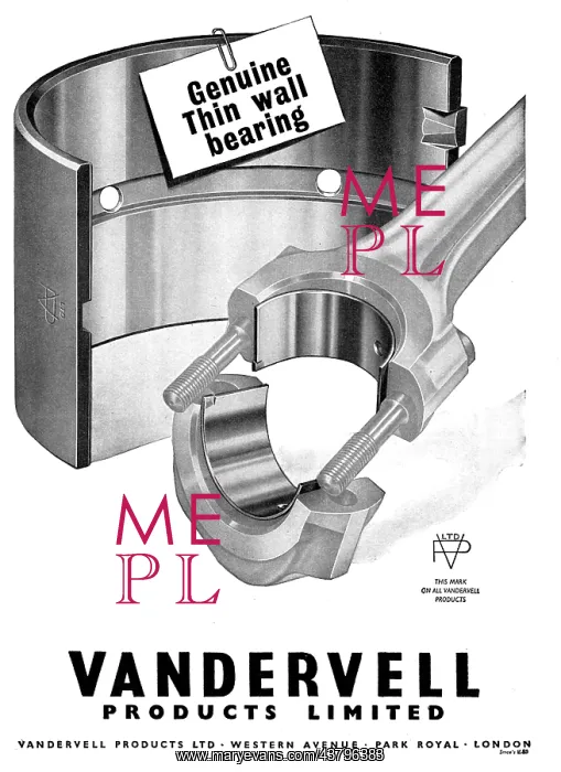 : Vandervell Thin Wall Bearings : Vandervell Thin Wall Bearings