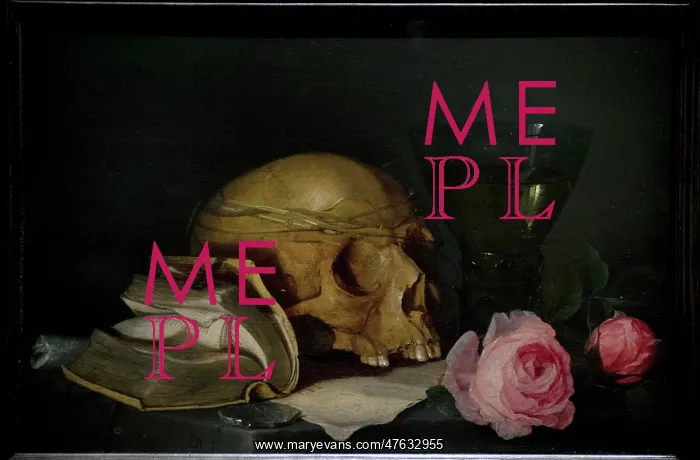 : A Vanitas Still Life with a Skull, a Book and Roses, c : A Vanitas Still Life with a Skull, a Book and Roses, c