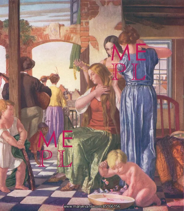 : Vanity. A painting of a seated young lady, tweaking her long : Vanity. A painting of a seated young lady, tweaking her long