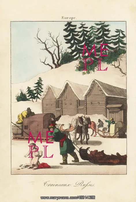 : Varieties of Russian sleighs, 18th century : Varieties of Russian sleighs, 18th century