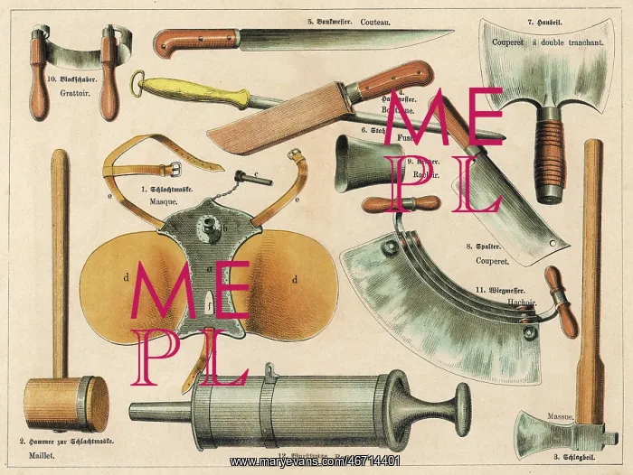: Various butchery tools : Various butchery tools