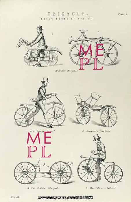 : Various forms of early bicycle including the : Various forms of early bicycle including the