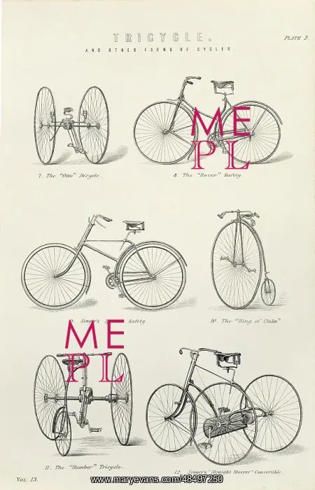 : Various forms of early bicycle including the : Various forms of early bicycle including the
