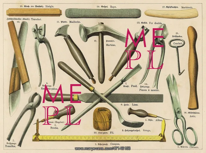 : Various shoemaking tools : Various shoemaking tools