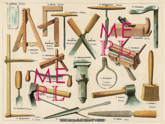 : Various tools used in cartwright's trade : Various tools used in cartwright's trade