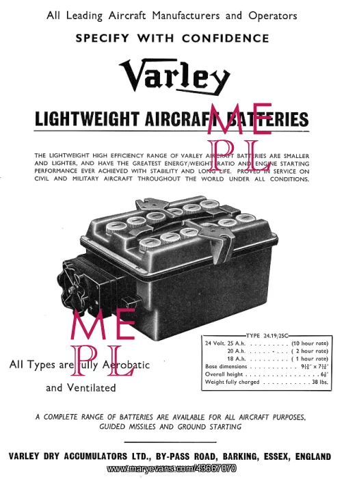 : Varley Aircraft Batteries : Varley Aircraft Batteries