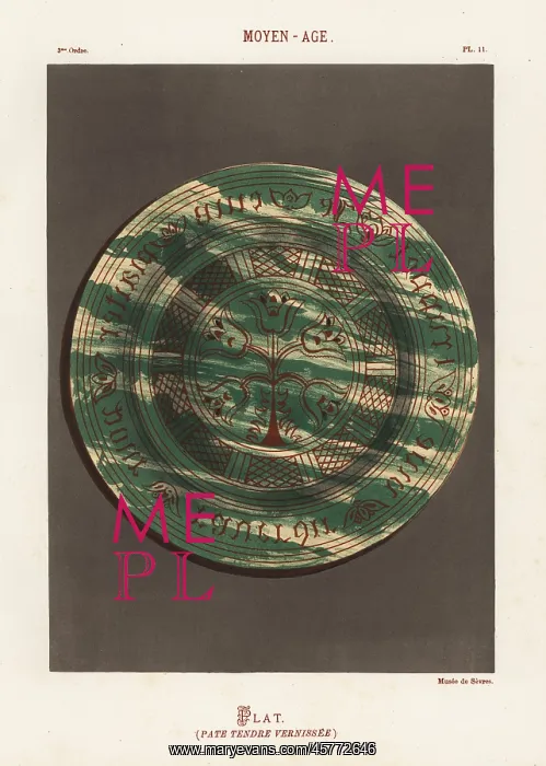 : Varnished soft-paste plate decorated with : Varnished soft-paste plate decorated with