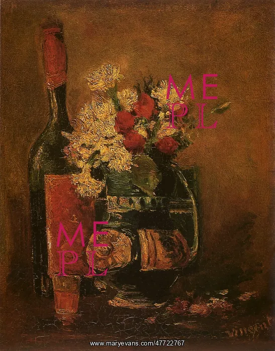: Vase with Carnations and Bottle, by Van Gogh : Vase with Carnations and Bottle, by Van Gogh