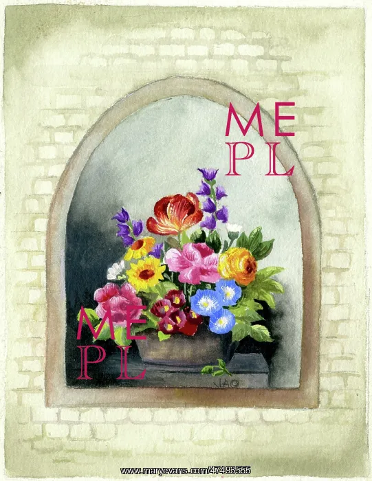  : Vase of flowers in an alcove