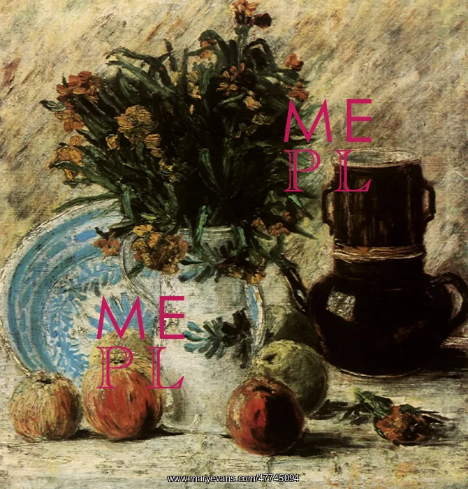 : Vase with Flowers, Coffeepot and Fruit, by Van Gogh : Vase with Flowers, Coffeepot and Fruit, by Van Gogh