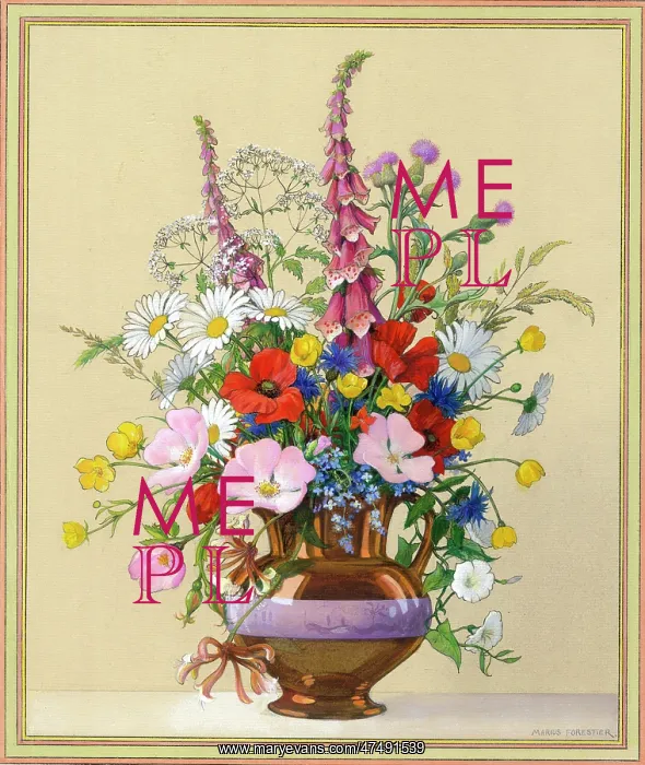 : Vase of Flowers including foxgloves, thistle : Vase of Flowers including foxgloves, thistle